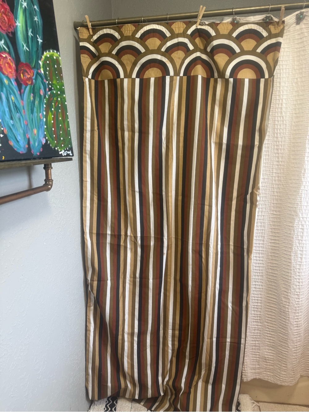 Vintage 1970s era mod design Vera brand drape set.